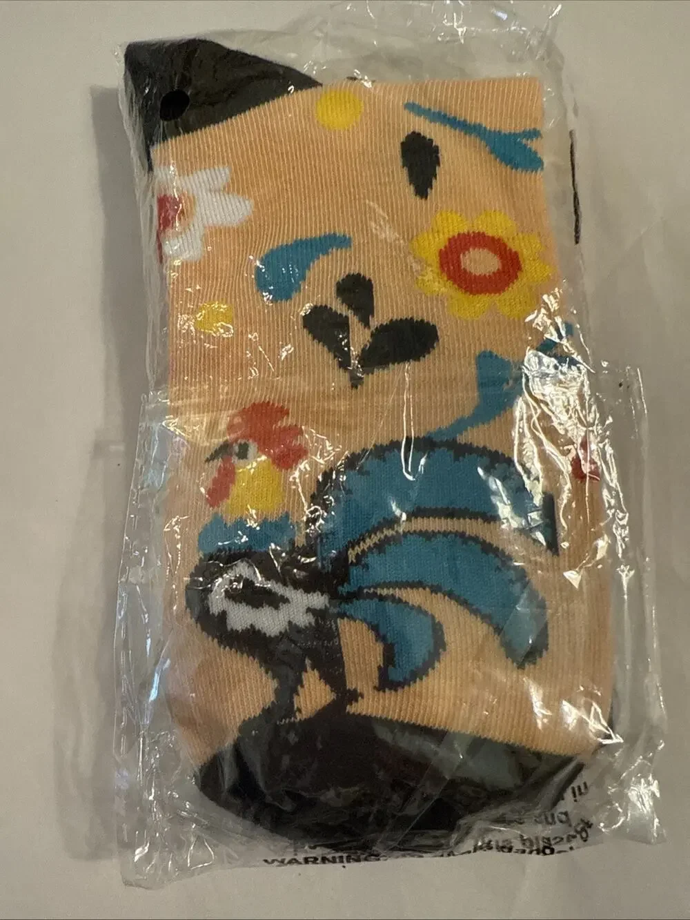 Unisex Peach And Teal Chicken Novelty Socks Cotton 98% Size 6-10
